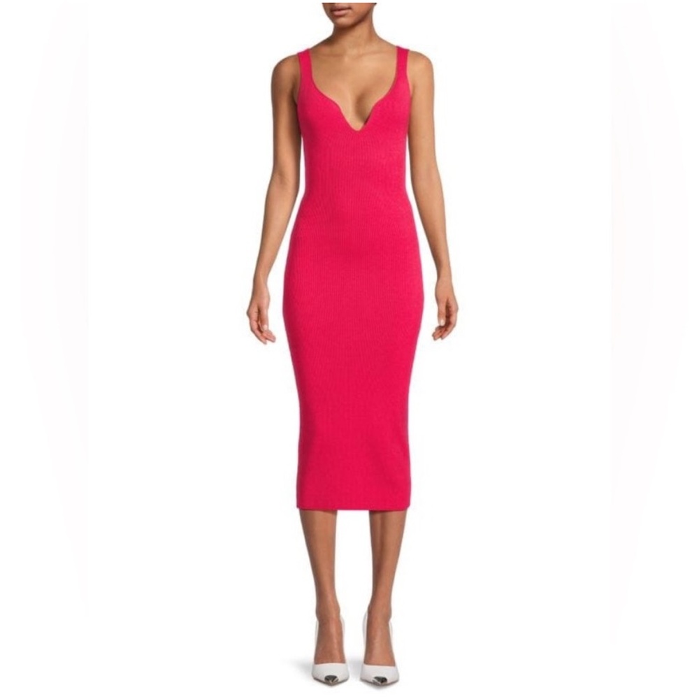Reiss Dakota Ribbed Bodycon Knit Dress in Pink